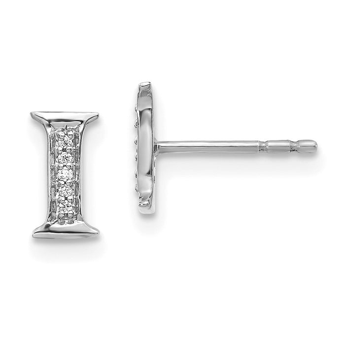 High-Quality 14K White Gold Initial "I" Diamond Earrings - Stylish Value!-1