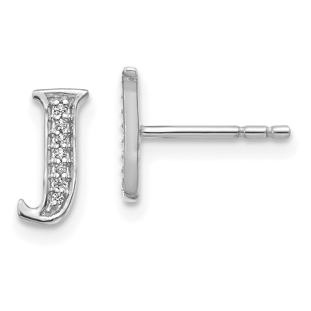 Buy Stylish 14K White Gold Diamond Initial "J" Stud Earrings - Luxury Value!