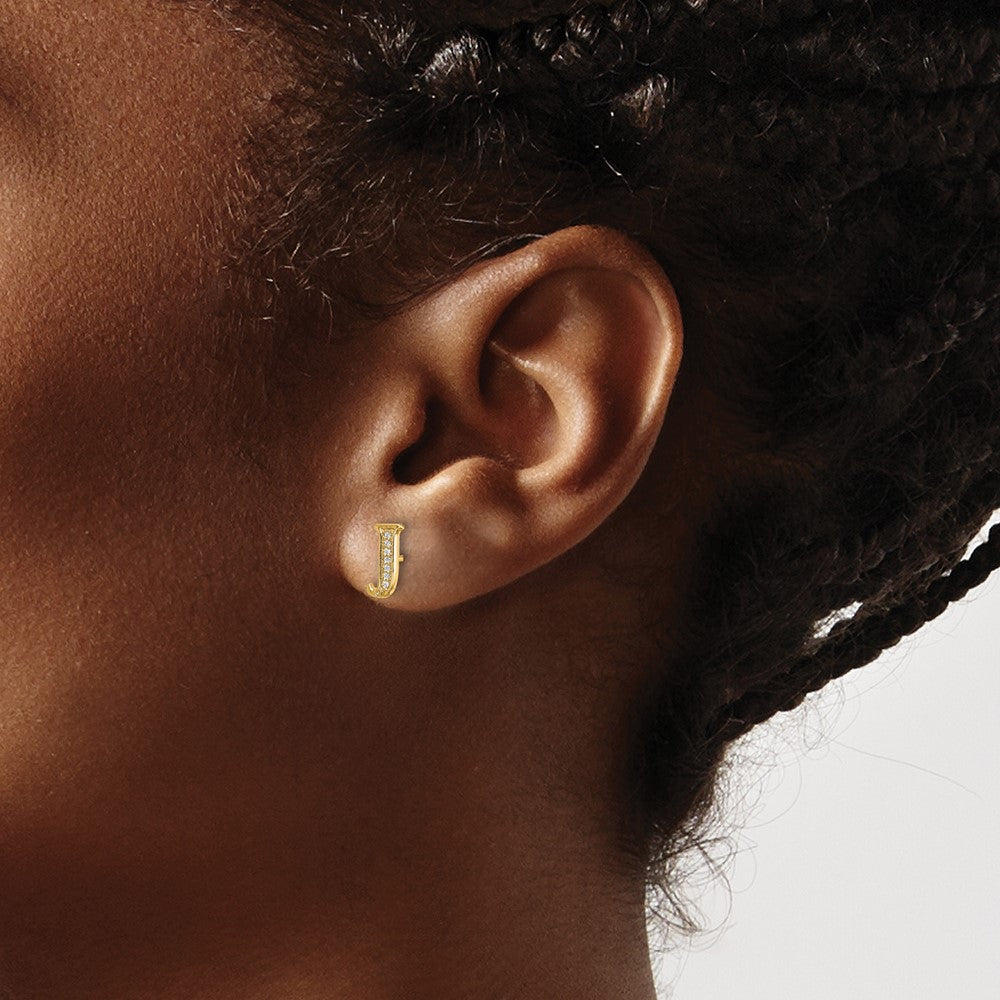 Buy Stylish 14K Gold Diamond Initial "J" Earrings - Affordable Luxury Design