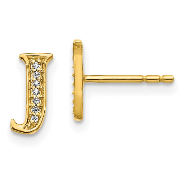 14K Gold Diamond Initial "J" Earrings