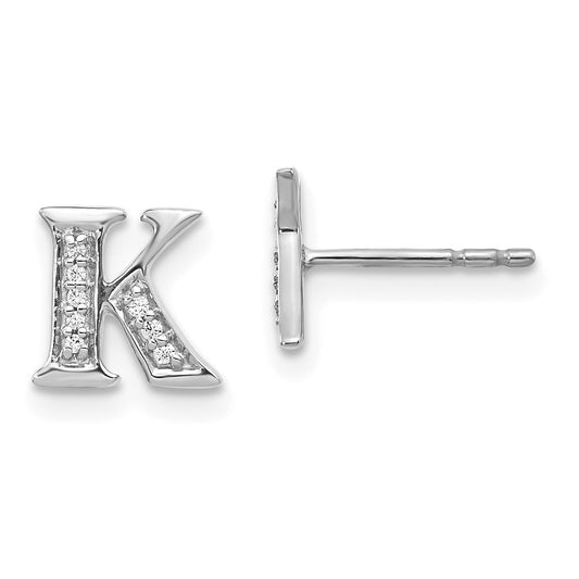 Buy Stylish 14K White Gold Diamond Initial 'K' Stud Earrings - 0.85mm