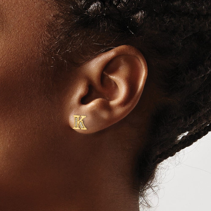 Shop Stylish 14K Gold Diamond Initial K Stud Earrings - Luxury & Value!-3