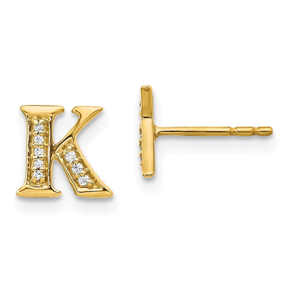 Shop Stylish 14K Gold Diamond Initial K Stud Earrings - Luxury & Value!