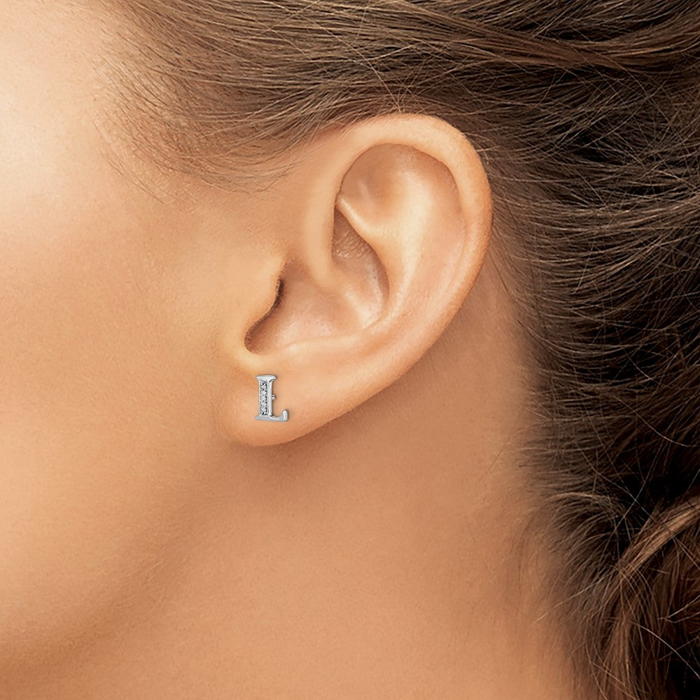 Buy Exclusive 14K White Gold Diamond Initial "L" Earrings - Stylish Value!
