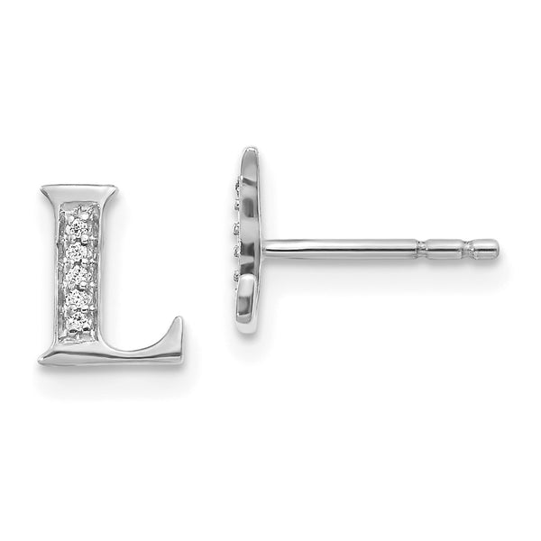 14K White Gold Diamond Initial "L" Earrings - Style GR1-1016849