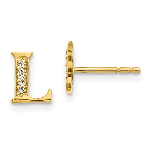 High-Quality 14K Gold Diamond Initial L Earrings - Stylish & Affordable Value!