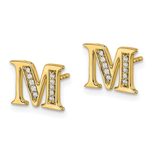 Buy Stylish 14K Gold Diamond Initial 'M' Earrings - Luxury at 0.85mm