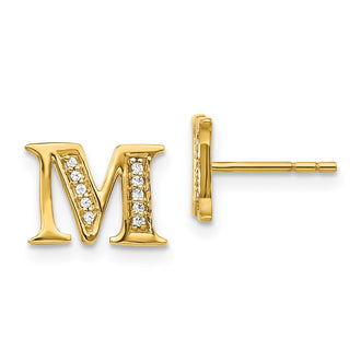 Buy Stylish 14K Gold Diamond Initial 'M' Earrings - Luxury at 0.85mm