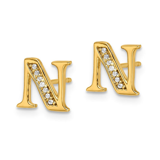 Buy Stylish 14K White Gold Diamond Initial 'N' Stud Earrings - Affordable Luxury