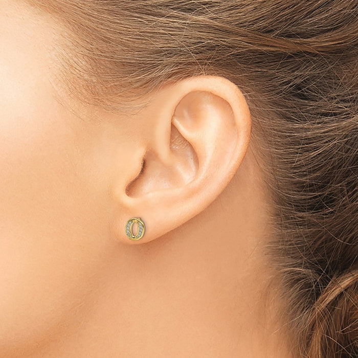 High-Quality 14K Gold Diamond Initial "O" Earrings - Stylish Luxury Accessory-3