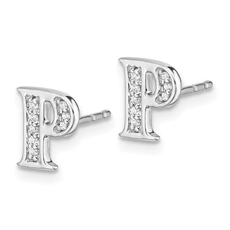 Shop Stylish 14K White Gold Diamond P Stud Earrings - .85mm Luxury Design