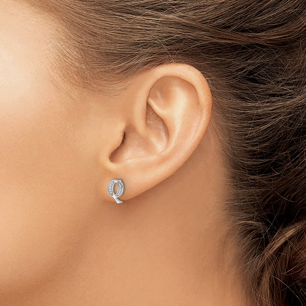 Shop Exclusive 14K White Gold Diamond Initial "Q" Stud Earrings - Stylish Value!