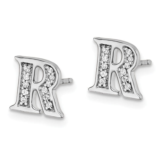 Shop Stylish 14K White Gold Diamond Initial "R" Earrings - Luxury Design, 1.5g
