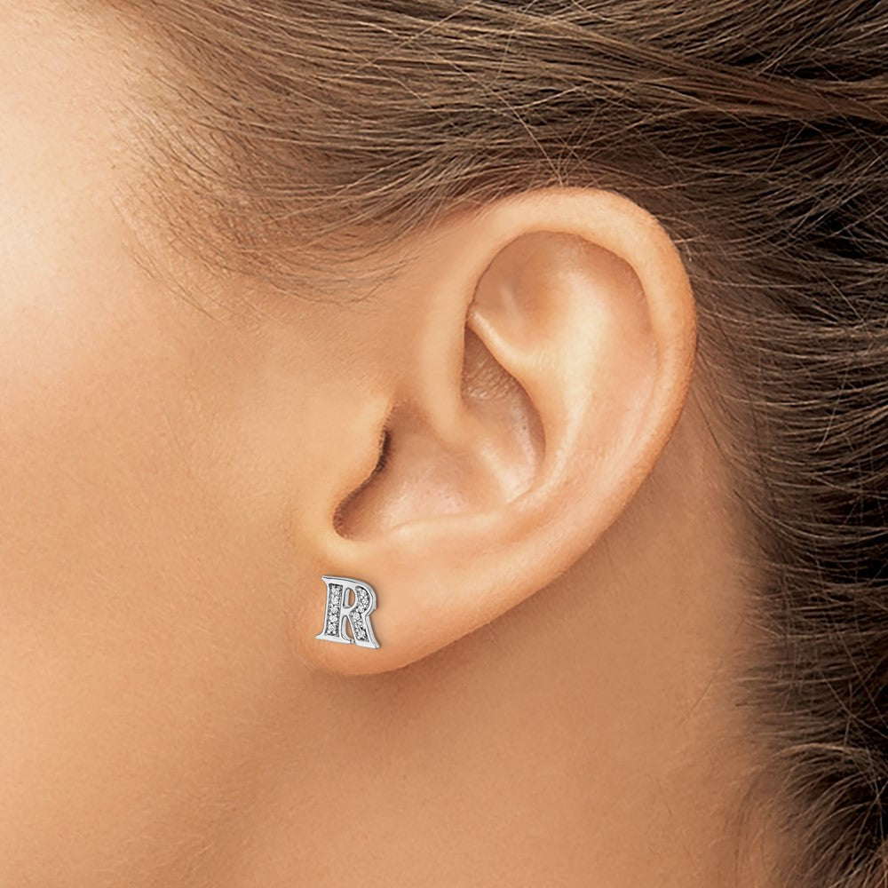 Shop Stylish 14K White Gold Diamond Initial "R" Earrings - Luxury Design, 1.5g