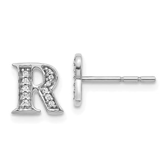 Shop Stylish 14K White Gold Diamond Initial "R" Earrings - Luxury Design, 1.5g
