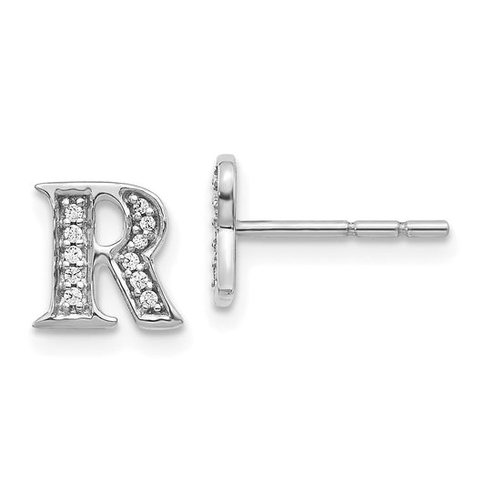 Shop Stylish 14K White Gold Diamond Initial "R" Earrings - Luxury Design, 1.5g