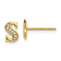 High-Quality 14K Gold Diamond Initial S Earrings - Stylish Luxury Value!-1