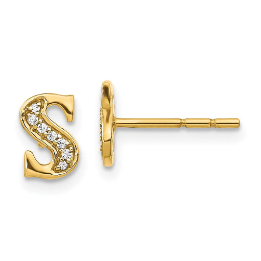 High-Quality 14K Gold Diamond Initial S Earrings - Stylish Luxury Value!
