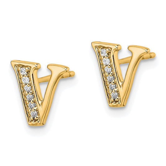 Shop Stylish 14K Gold Diamond Initial V Earrings - Affordable Luxury Jewelry