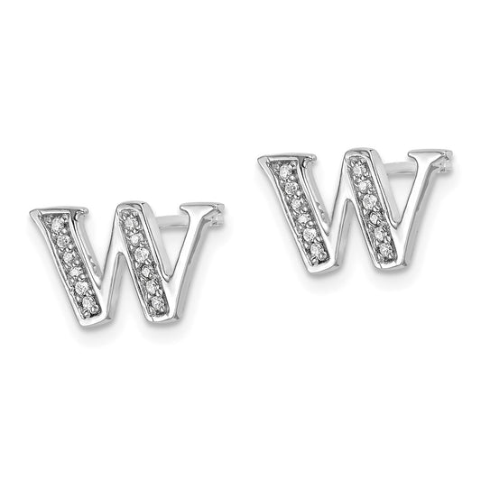 Exclusive 14K White Gold Diamond Initial W Stud Earrings - Stylish Value!