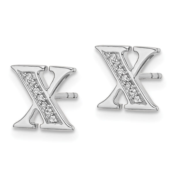 14K White Gold Diamond Initial "X" Stud Earrings - Style GR1-1016872