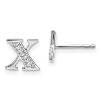 Exclusive 14K White Gold Diamond Initial "X" Stud Earrings | Stylish Value