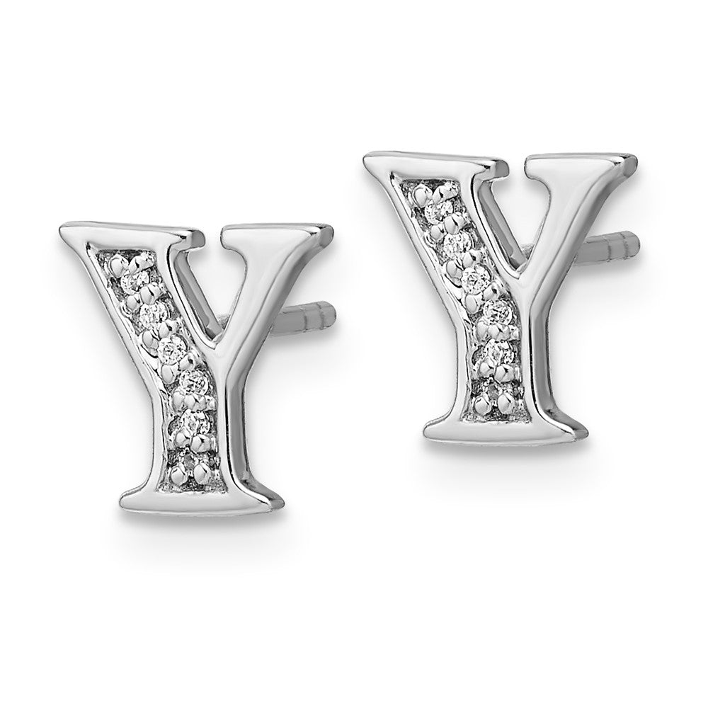 Buy Exclusive 14K White Gold Diamond Initial "Y" Earrings - Stylish Luxury!
