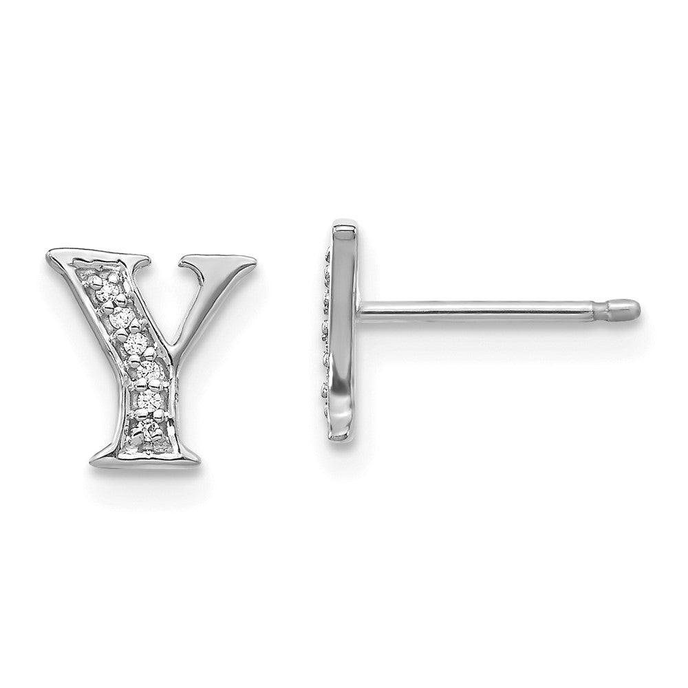 Buy Exclusive 14K White Gold Diamond Initial "Y" Earrings - Stylish Luxury!