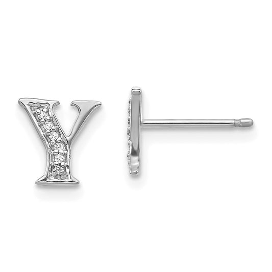 Buy Exclusive 14K White Gold Diamond Initial "Y" Earrings - Stylish Luxury!