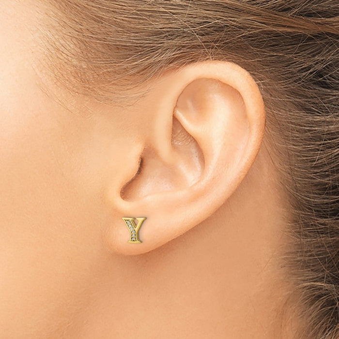 Shop Stylish 14K Gold Diamond Initial Y Earrings - Affordable Luxury Jewelry-3