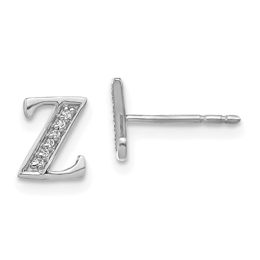 Buy Stylish 14K White Gold Diamond Initial 'Z' Stud Earrings - Value Luxury!