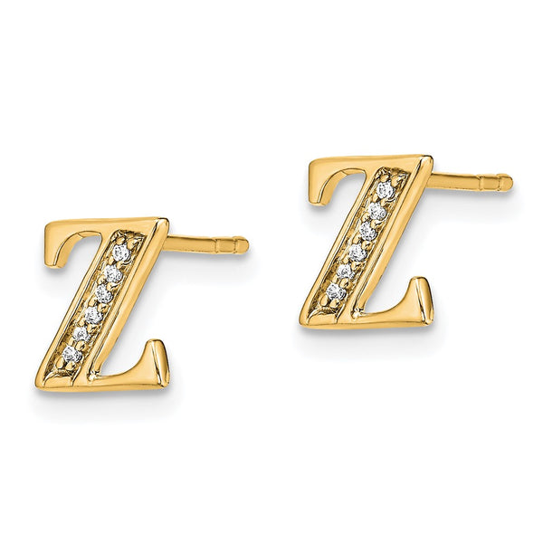 14K Gold Diamond Initial Z Earrings - One