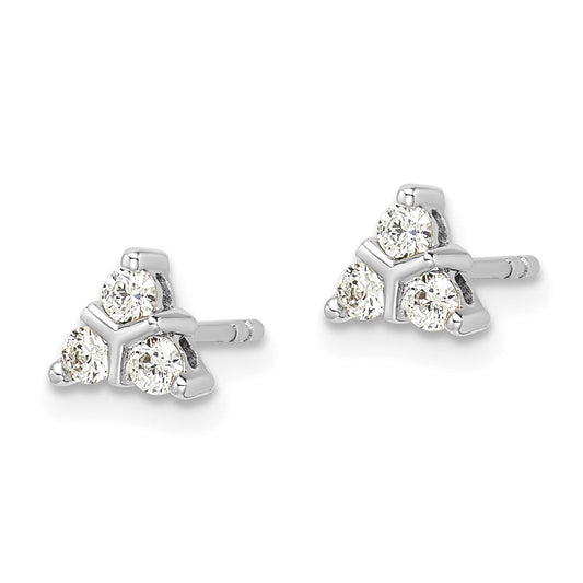 Buy Stylish 14K White Gold Triangular Three-Stone Diamond Earrings