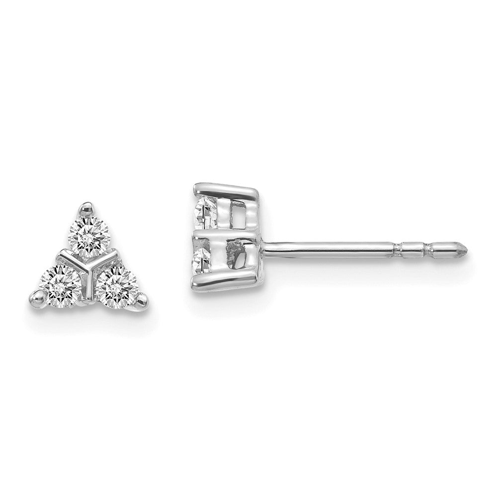 Buy Stylish 14K White Gold Triangular Three-Stone Diamond Earrings