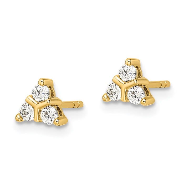 Exclusive 14K Gold Three-Stone Diamond Triangle Earrings - Luxury Style & Value-2