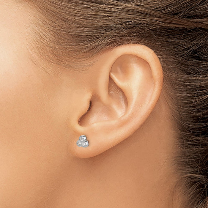Exclusive 14K White Gold Triple Stone Diamond Earrings - Stylish Luxury Value-3