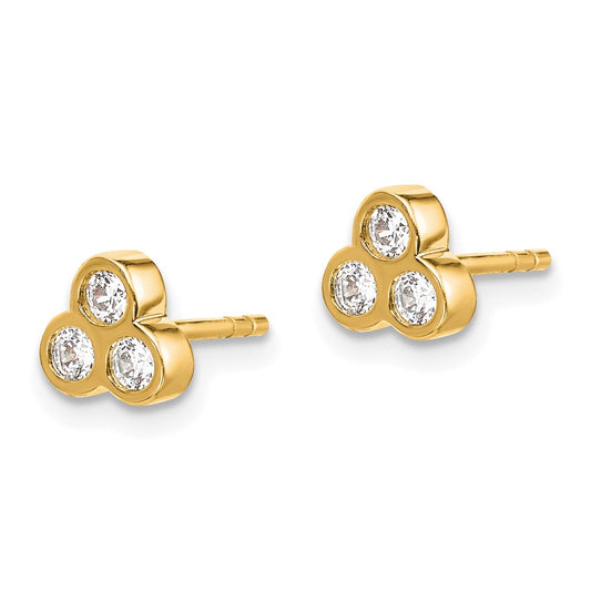 Shop Exclusive 14K Gold Three-Stone Diamond Earrings - Stylish and Affordable!