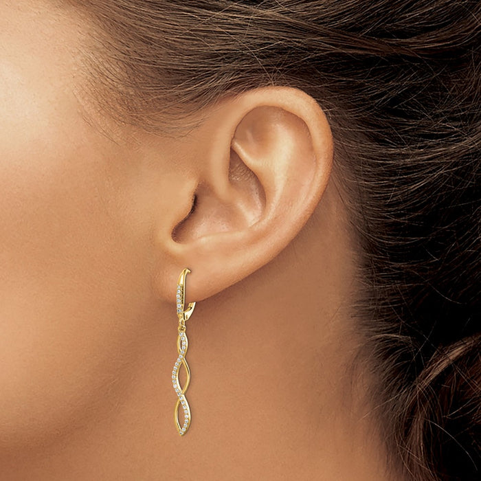 Designer 14K Gold Diamond Leverback Earrings - Stylish & Affordable Luxury-3