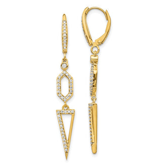 Buy Stylish 14K Gold Diamond Triangle Leverback Earrings - High-Quality Value!