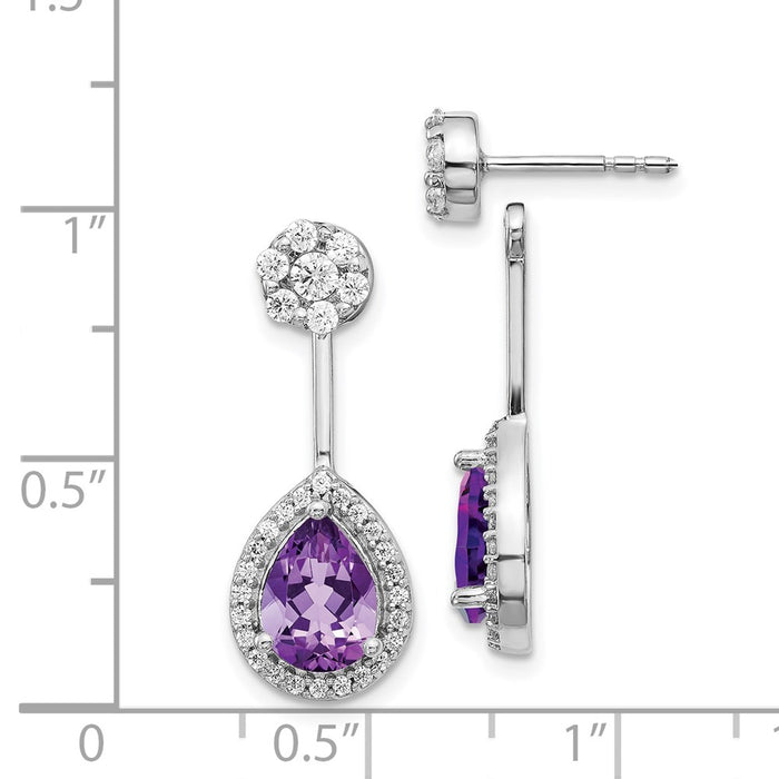 Shop Stylish 14K White Gold Diamond & Pear-Shaped Amethyst Earrings - Luxury Value-4