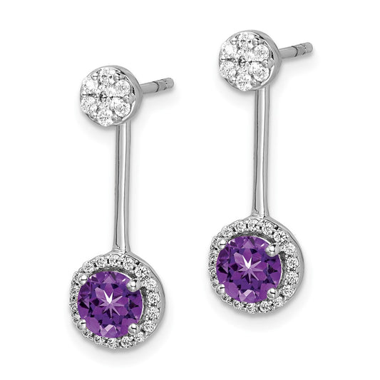 Shop Exclusive 14K White Gold Diamond & Amethyst Front-Back Earrings 2.5g