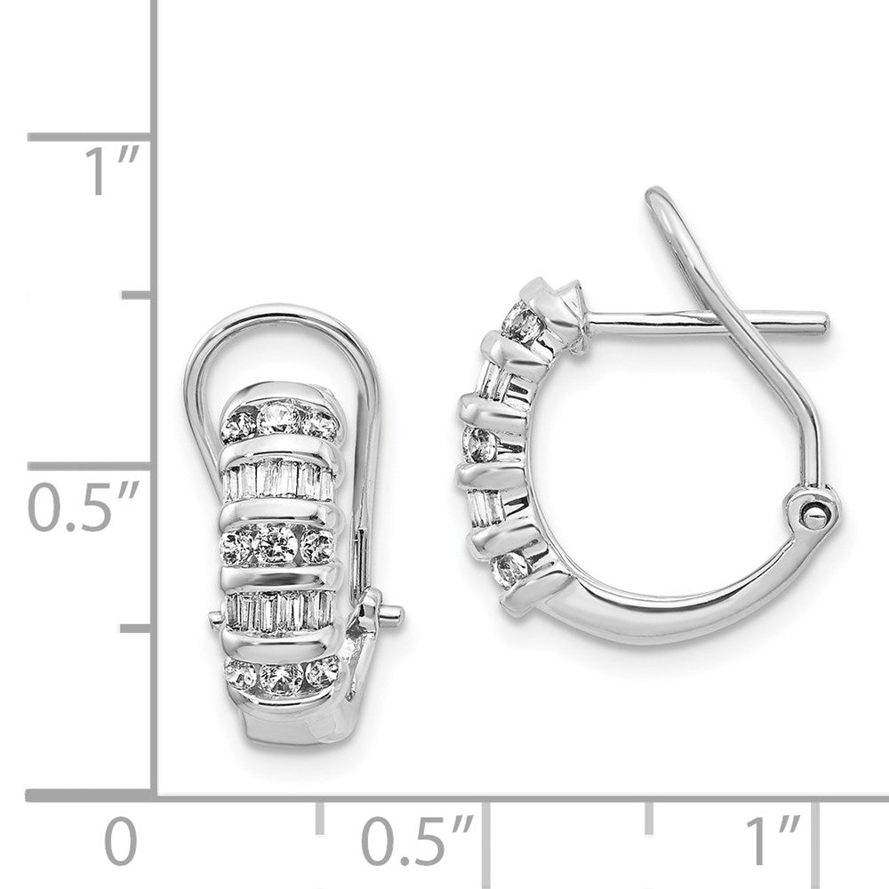 Buy Stylish 14K White Gold Diamond Omega Back Hoop Earrings - 1.5" Long!