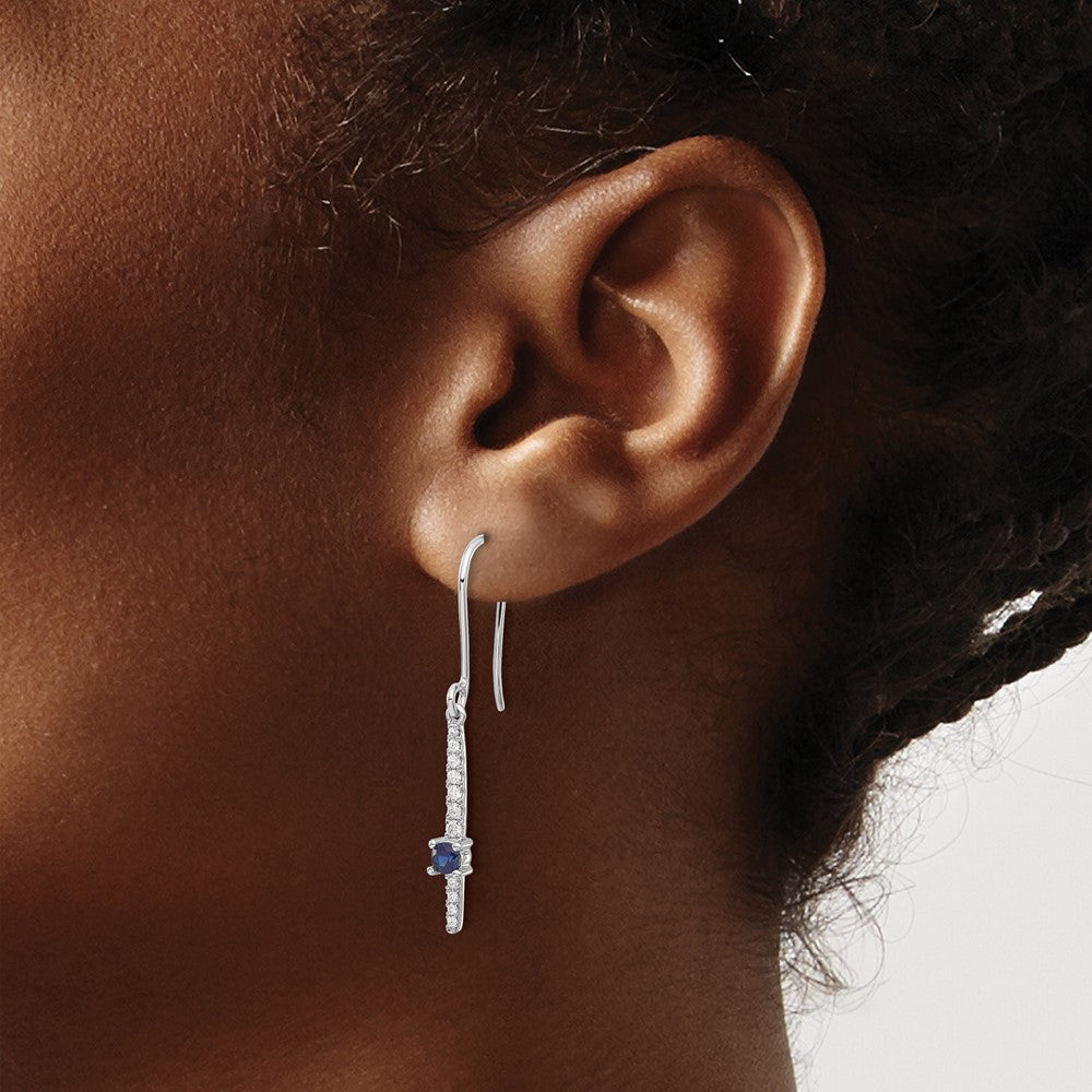 Buy Exclusive 14K White Gold Fancy Earrings with Diamonds & Sapphires