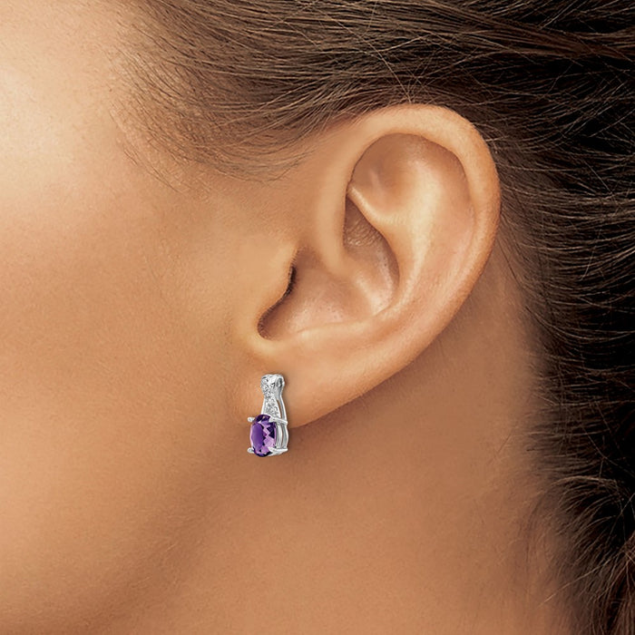 Shop Exclusive 14K White Gold Amethyst & Diamond Earrings - Stylish Luxury!-3