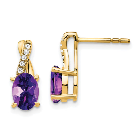 Buy Stylish 14K Gold Amethyst & Diamond Earrings - Affordable Luxury Jewelry
