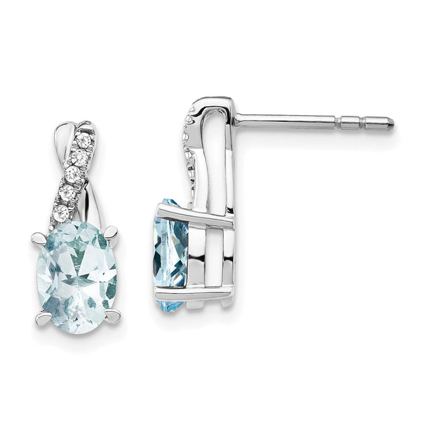 14K White Gold Aquamarine & Diamond Earrings - Style GR1-1002700