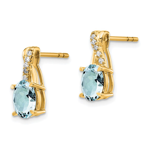 14K Gold Aquamarine & Diamond Earrings
