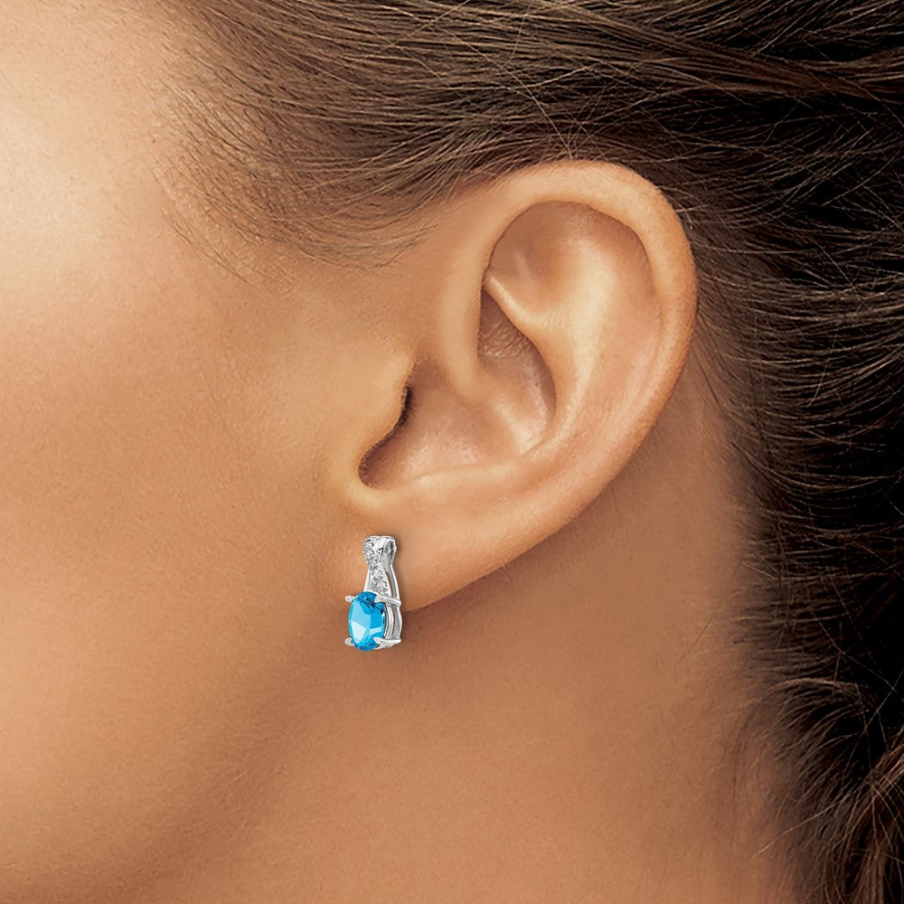 High-Quality 14K White Gold Blue Topaz & Diamond Earrings - Affordable Luxury