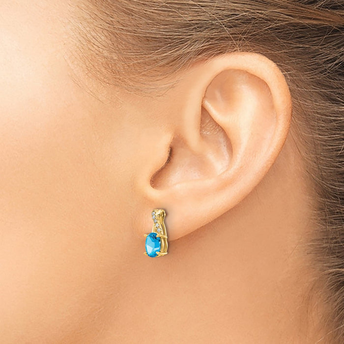 Buy Stylish 14K Gold Blue Topaz & Diamond Earrings | Affordable Luxury Design-3