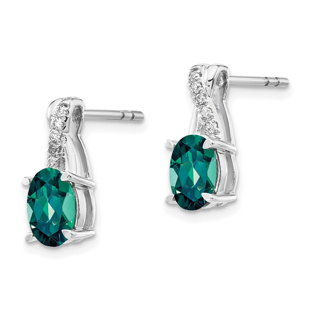 Exclusive 14K White Gold Earrings with 1.5 Carats Created Alexandrite & Diamonds - Stylish Luxury!